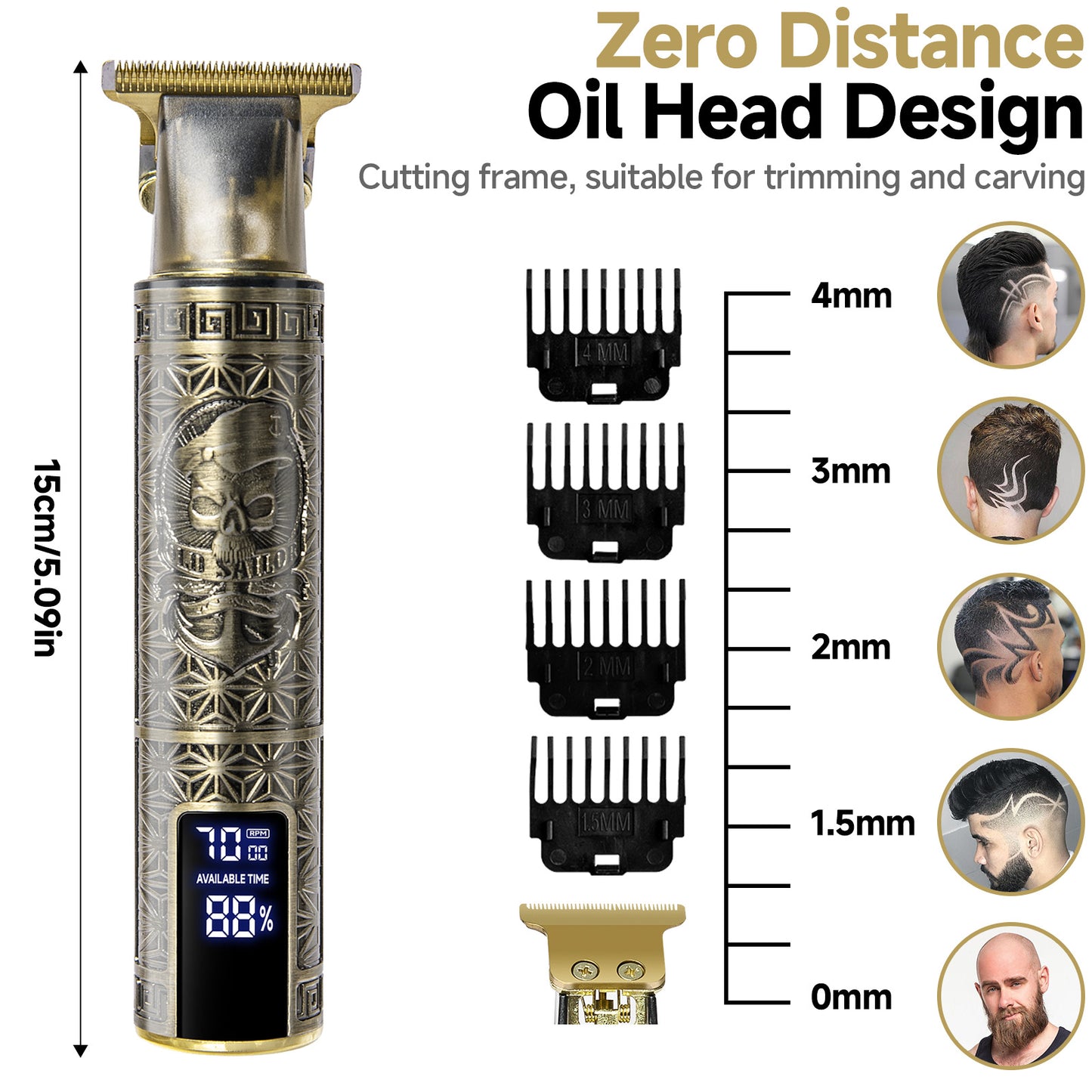Professional Cordless Men's Hair Clippers Beard Trimmer Machine Electric