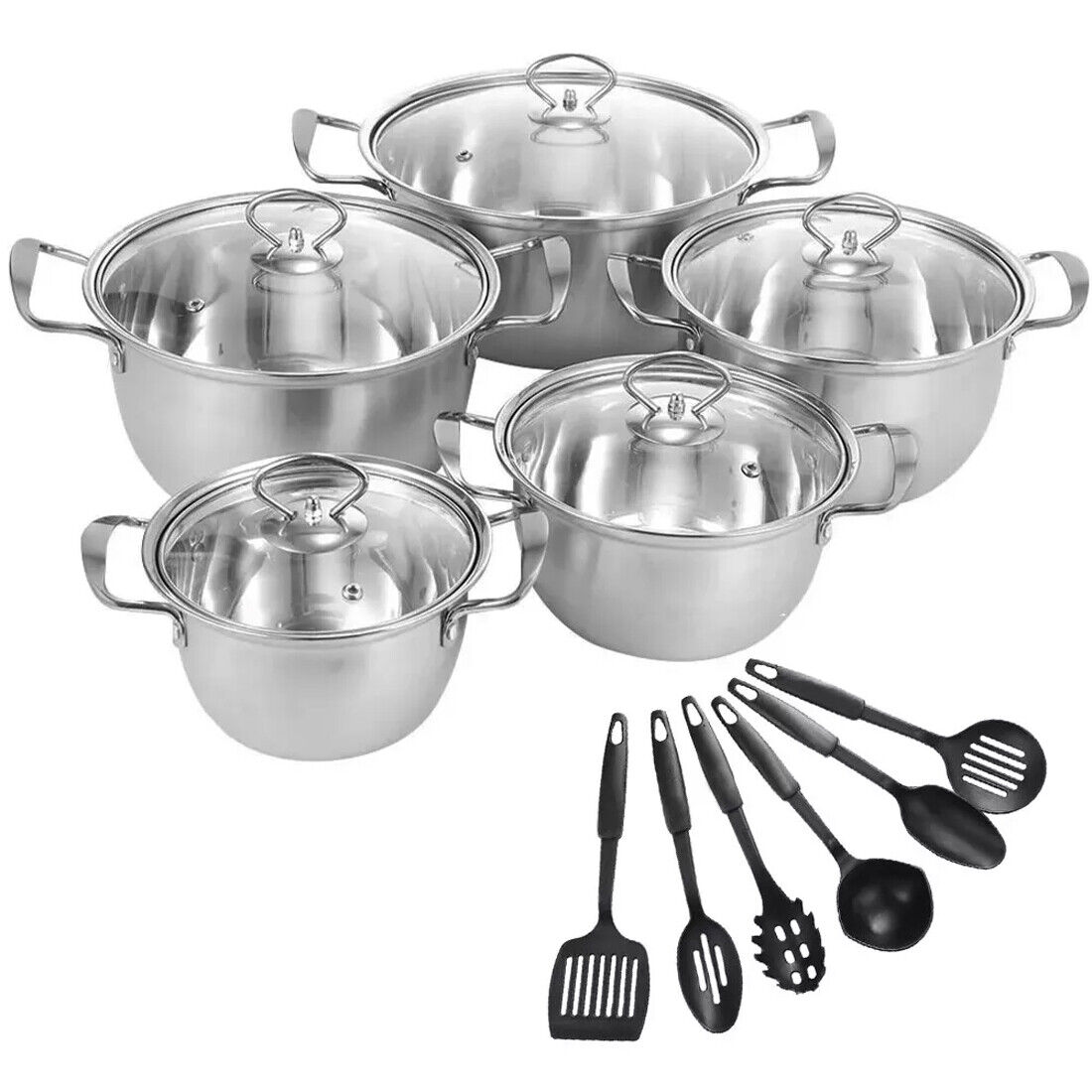 11 Piece Nonstick Stainless Steel Induction Cookware Set
