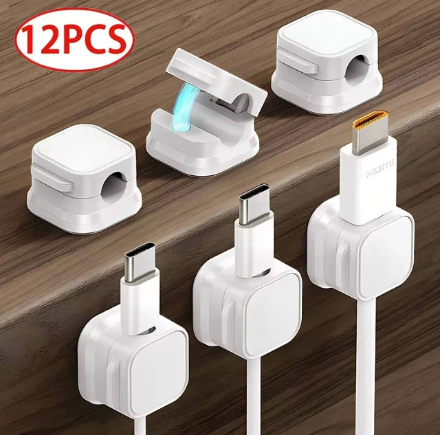Adjustable Magnetic Cable Holder Under Desk Wire Organizer