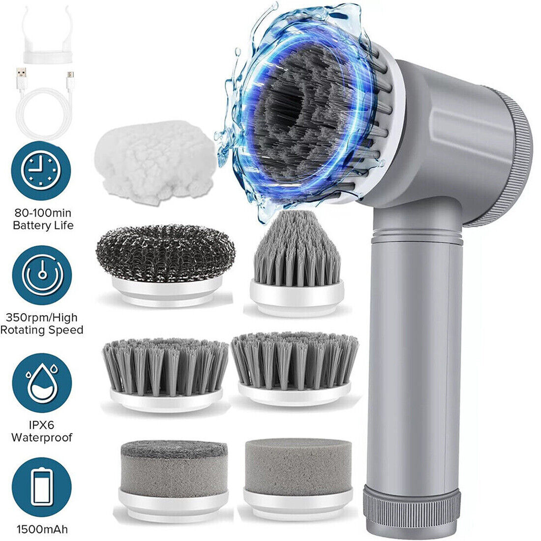 Rechargeable Cordless Electric Spin Scrubber Cleaning Brush