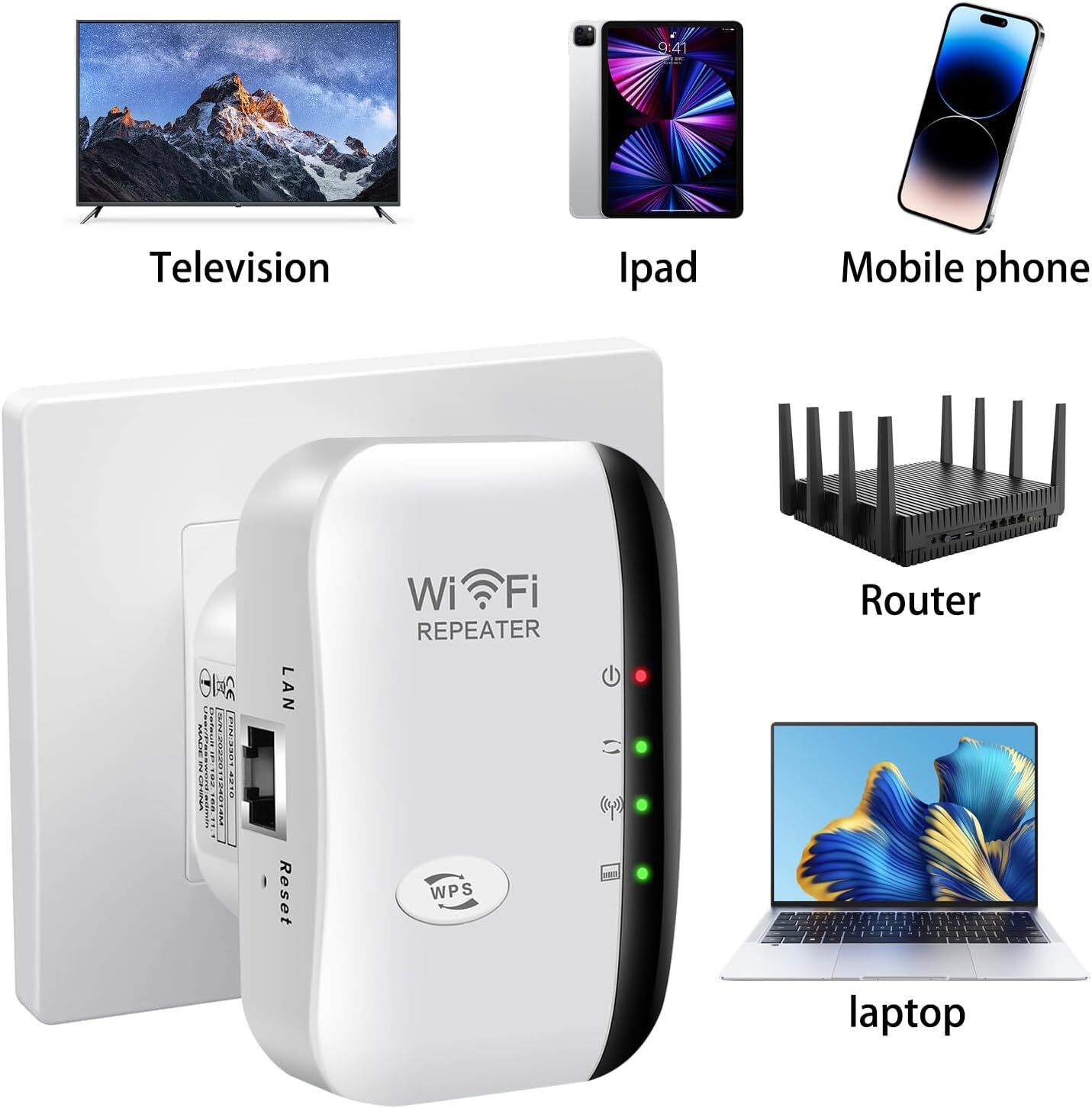 Wireless WiFi Repeater Signal Amplifier Range Extender Home Router
