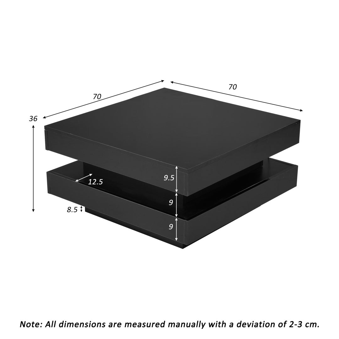 White Gloss Square Coffee Table Rotating Top LED Lights