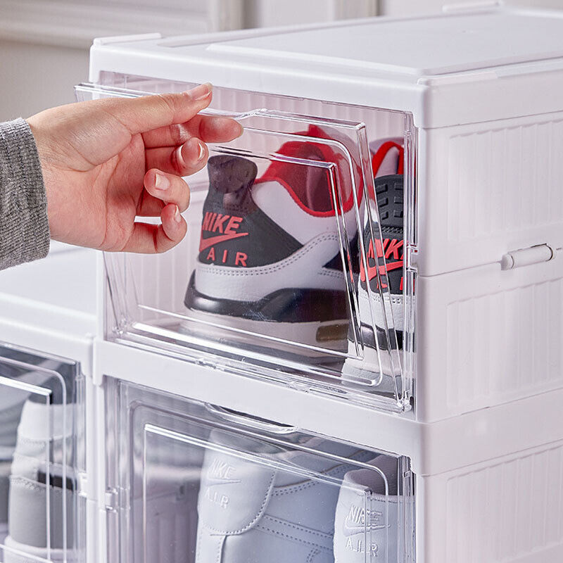 6 Tier Stackable Foldable Plastic Shoe Storage Organizer Boxes