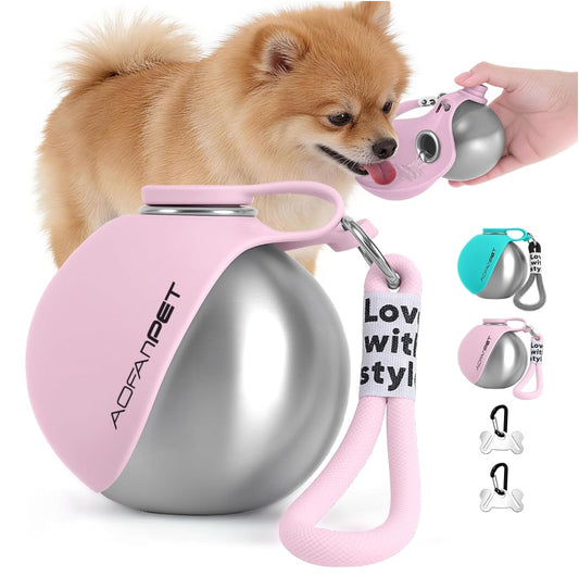 Portable Outdoor Pet Water Bottle Stainless Steel Dog Dispenser