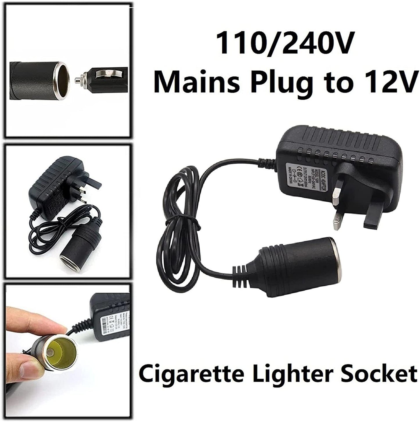 Cigarette Lighter Socket 240V Mains Plug To 12V Car Charger Power Adapter 20 W