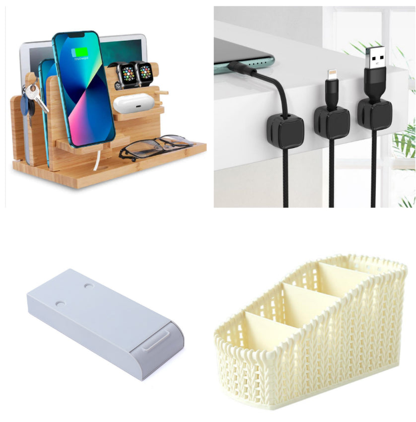 Adjustable Magnetic Cable Holder Under Desk Wire Organizer