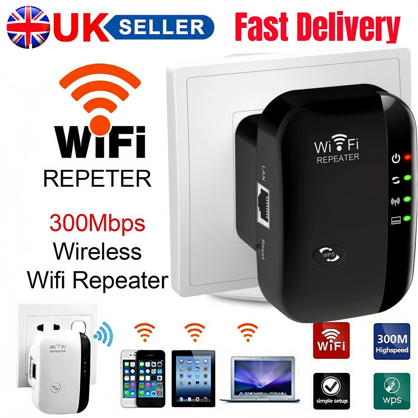 Wireless WiFi Repeater Signal Amplifier Range Extender Home Router