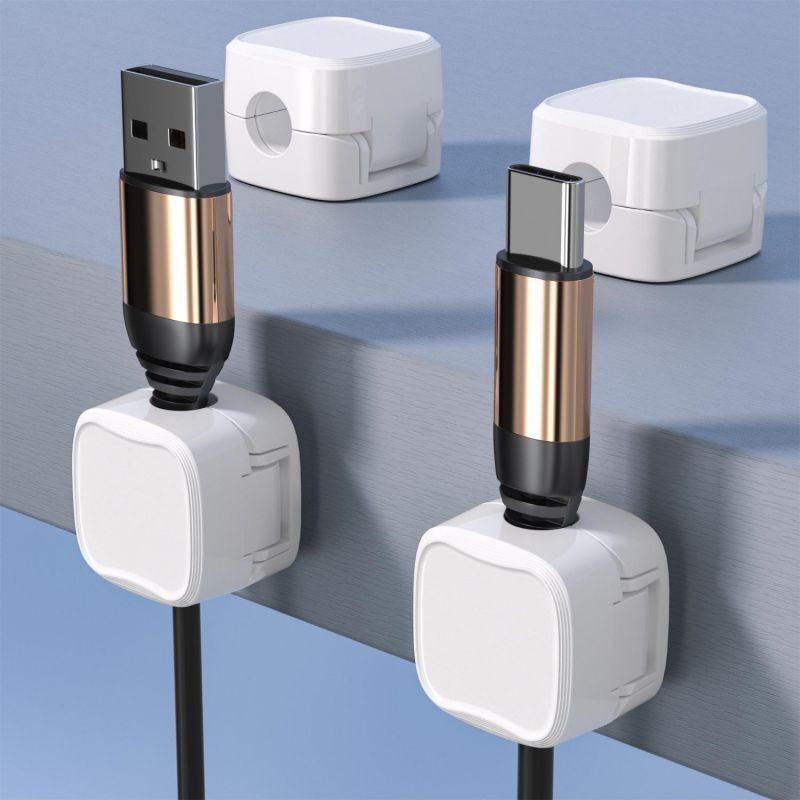 Adjustable Magnetic Cable Holder Under Desk Wire Organizer
