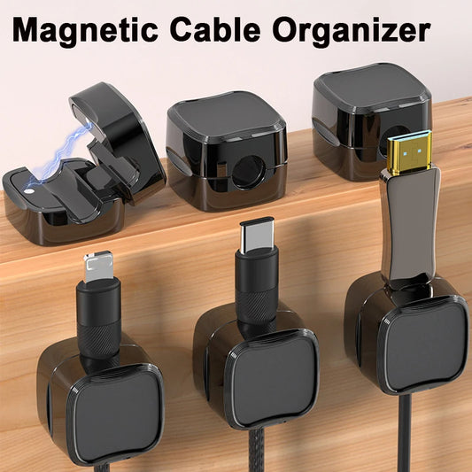 Adjustable Magnetic Cable Holder Under Desk Wire Organizer