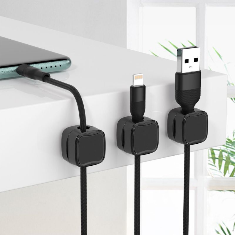 Adjustable Magnetic Cable Holder Under Desk Wire Organizer