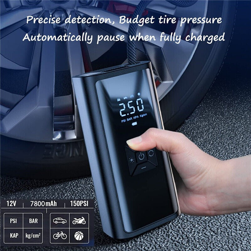 Car Tyre Inflator Cordless Digital USB Rechargeable Tire Air Compressor New