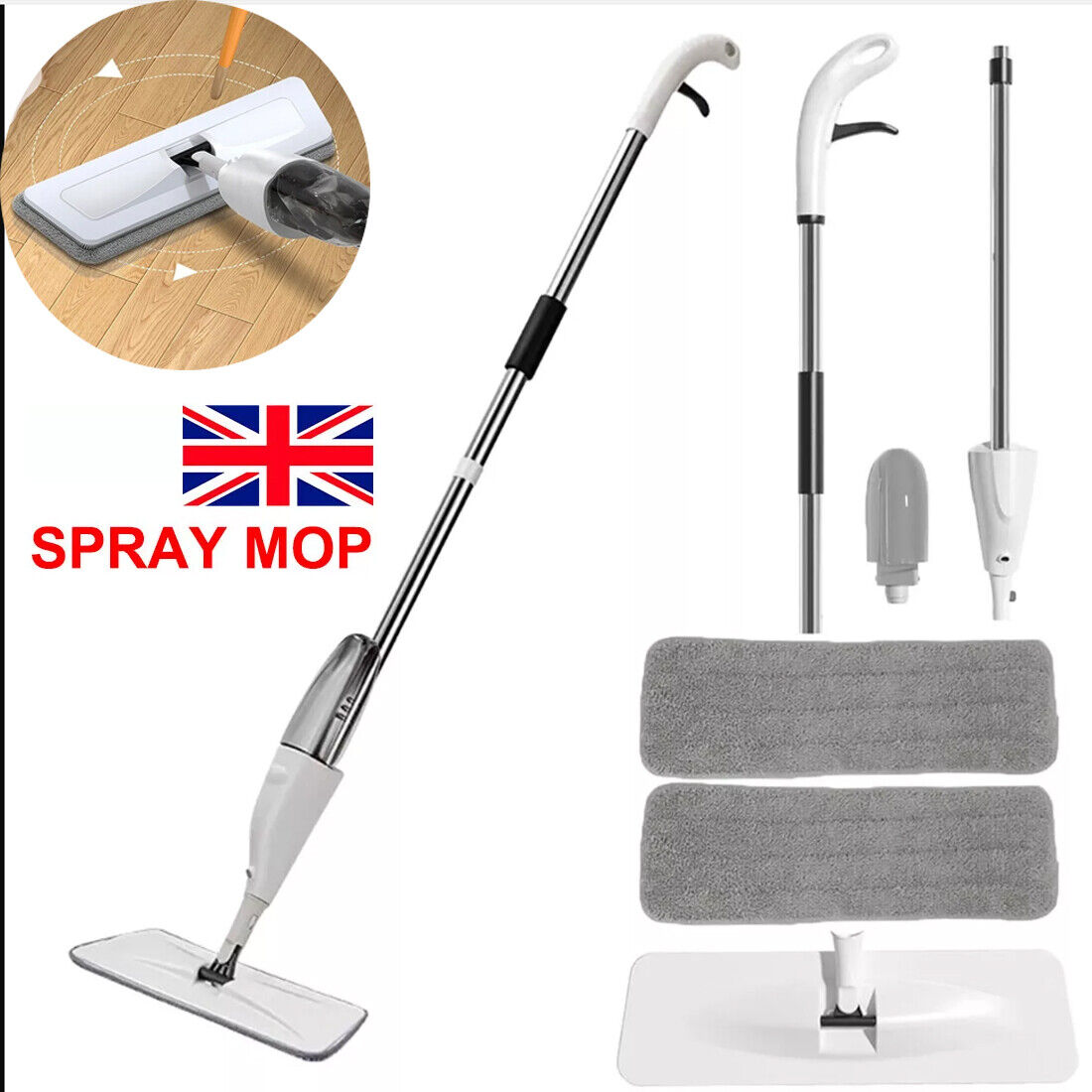 Spray Mop Microfibre Floor Cleaner With Bottle And Pads