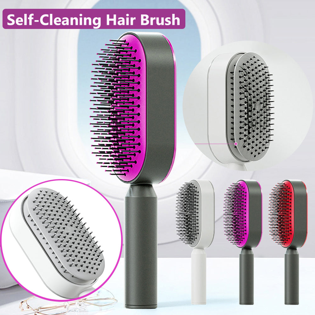 Self Cleaning Anti Static Hairbrush Scalp Massage Comb