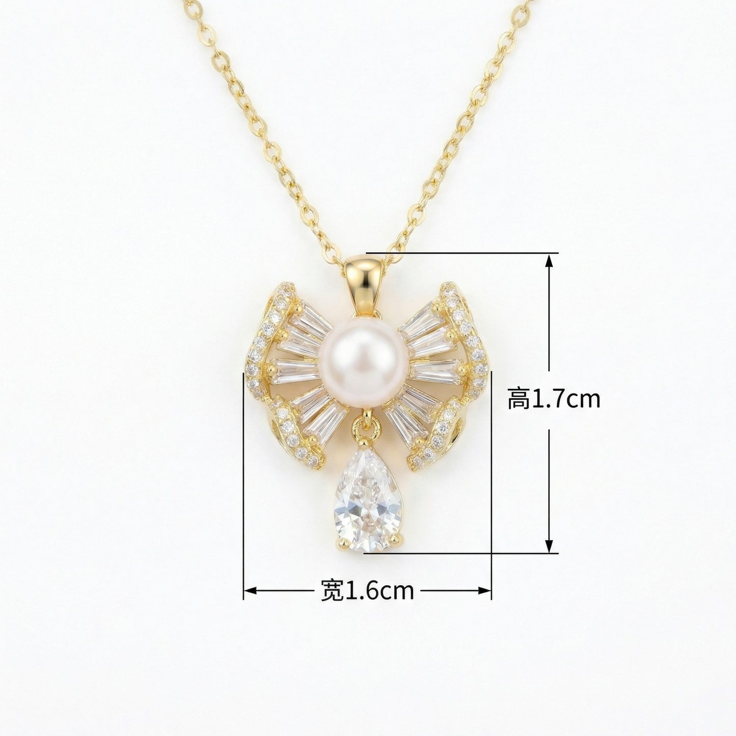 Sterling Silver Bow Pearl Teardrop Pendant Elegant Jewelry