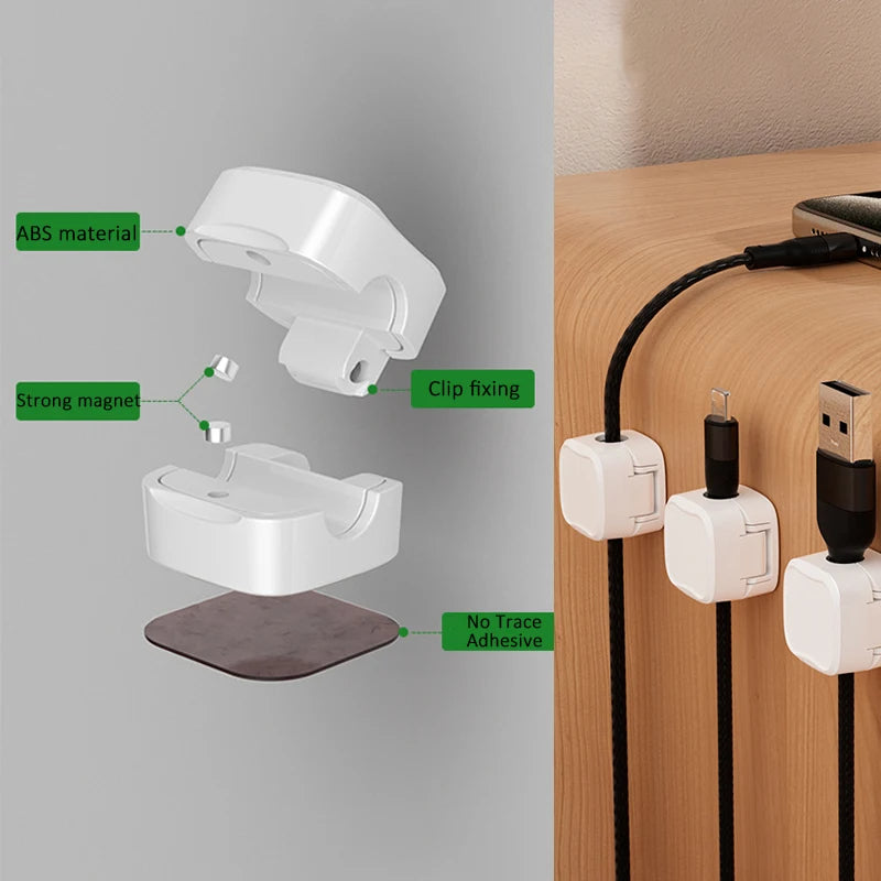 Adjustable Magnetic Cable Holder Under Desk Wire Organizer