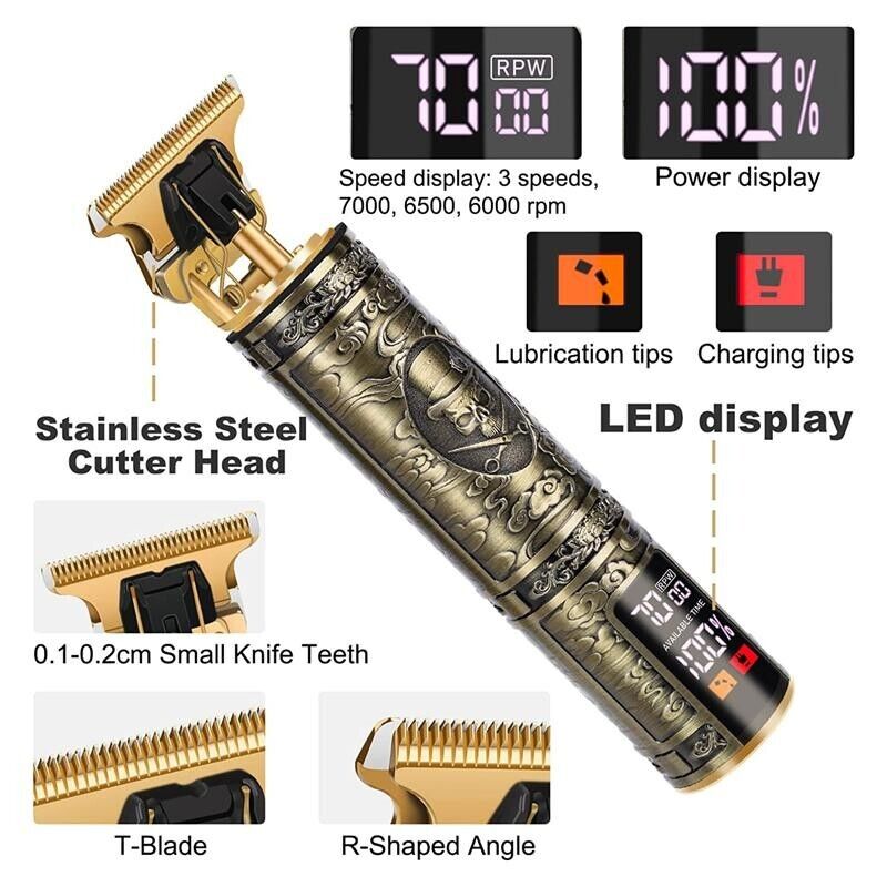 Professional Cordless Men's Hair Clippers Beard Trimmer Machine Electric