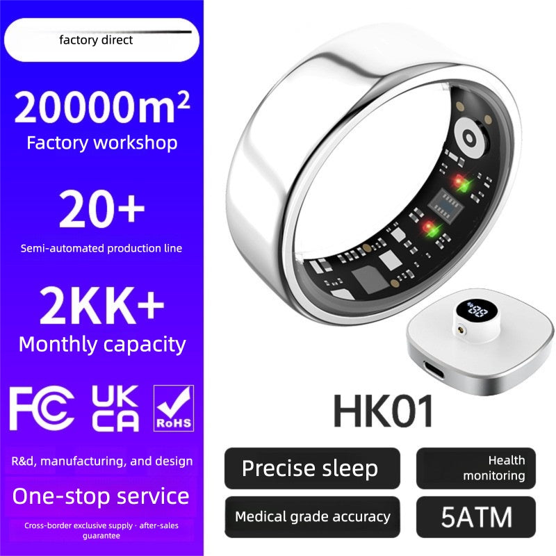 Smart Health Tracking Ring Heart Rate Sleep SpO2 Step Cycle Monitor