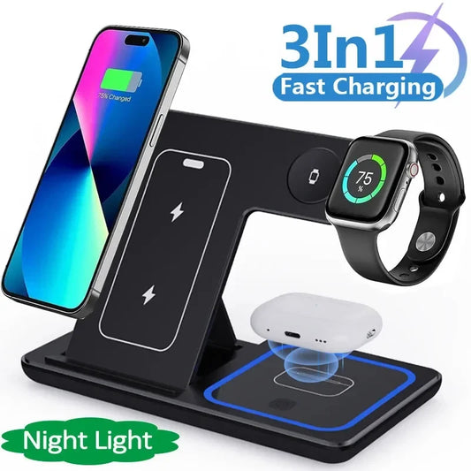 3-in-1 Foldable 15W Wireless Charger Stand for Devices